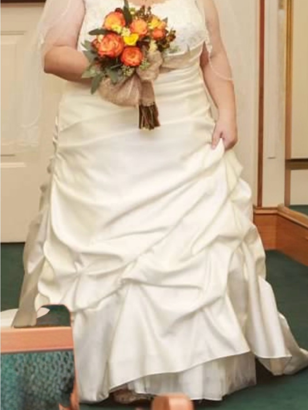 David's Bridal Ivory/Satin Plus-Size A-Line Wedding Dress